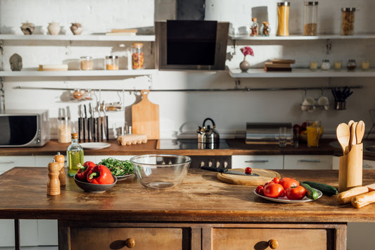 A kitchen with Fresh Vegetables