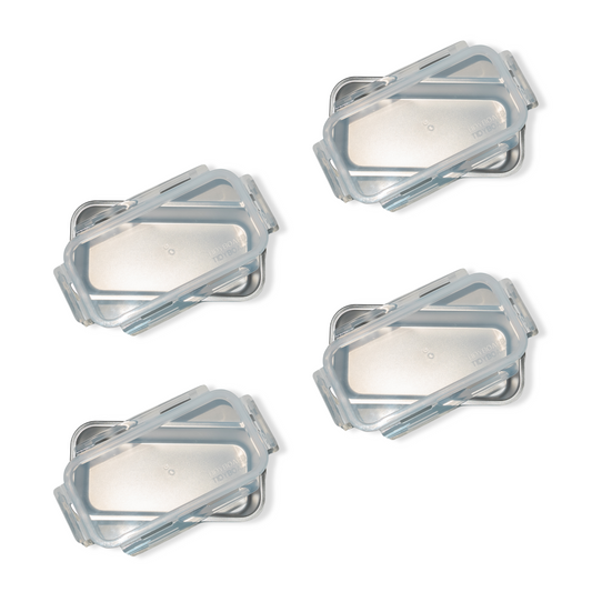Bundle: 4-Pack Metal Containers with Lids